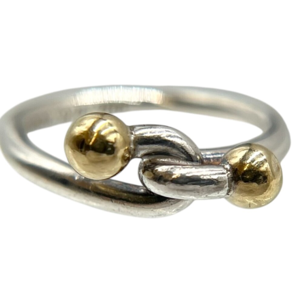 TIFFANY Hook Eye Love Knot Ring Yellow Gold Silver